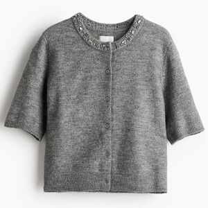 H&M Gray Embellished Cardigan